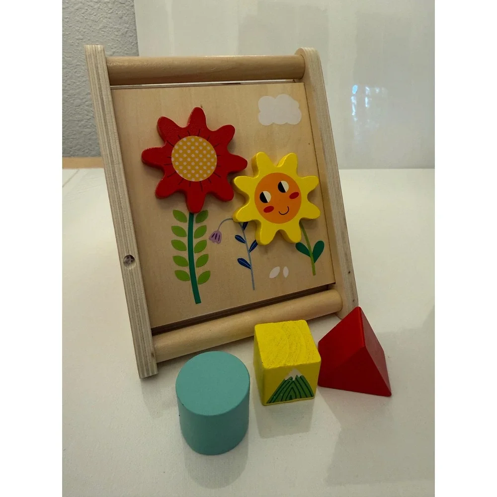 Tooky Toy TH912 Wooden Activity Triangle Shape Sorter Montessori Toddler 12M+